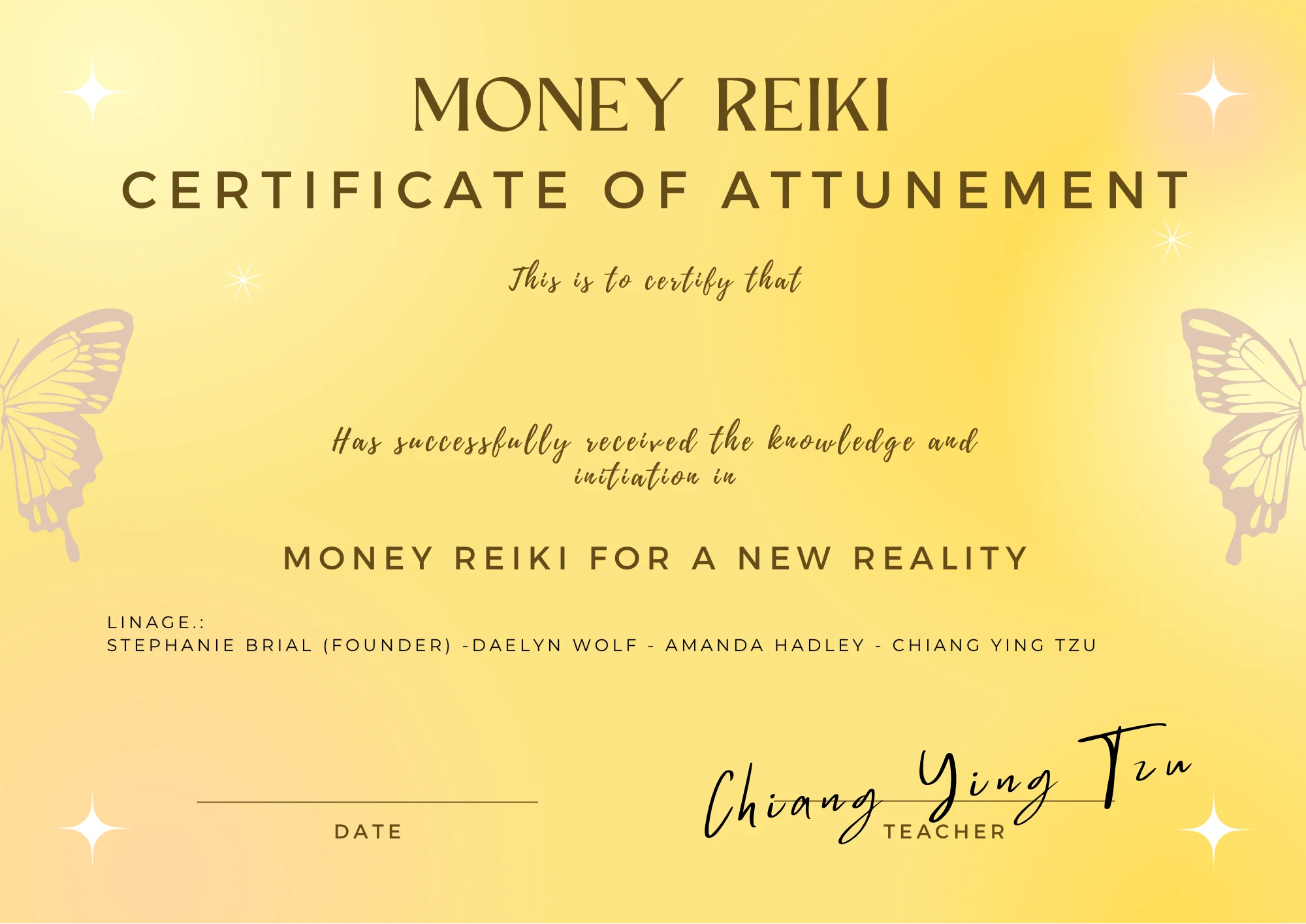 Money Reiki Certificate