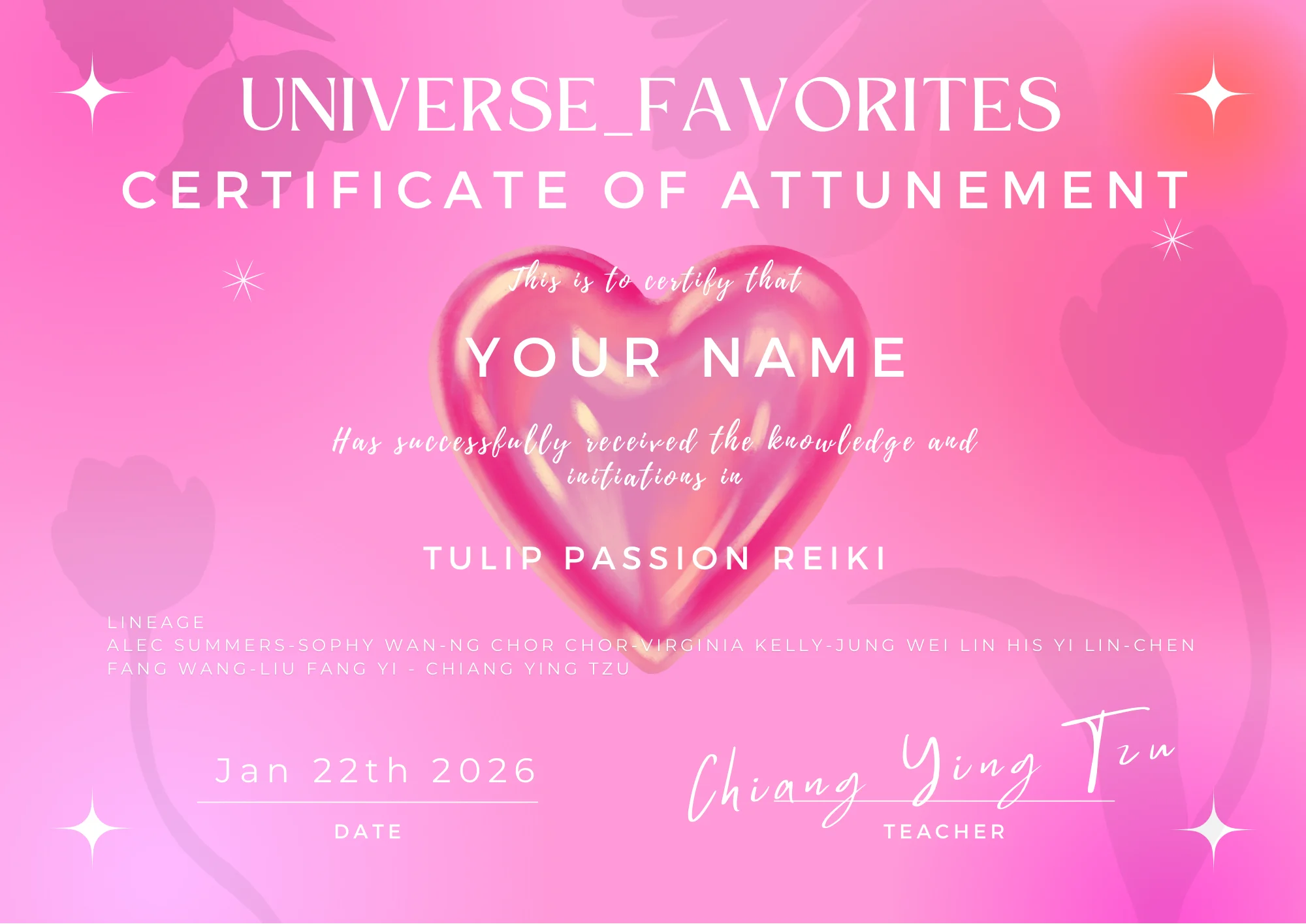Yemaya Reiki Certificate
